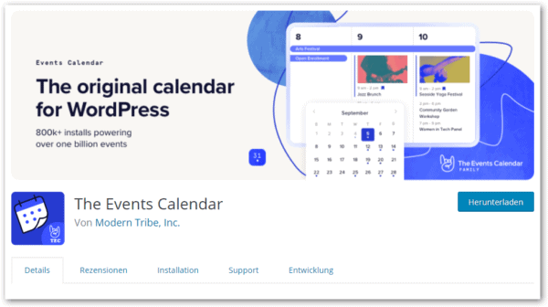 Events Calendar WordPress Repository